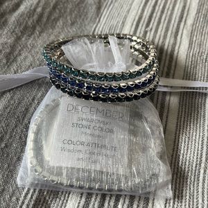 Set of Three Blue Touchstone Crystal by Swarovski Birthstone Stretch Bracelets